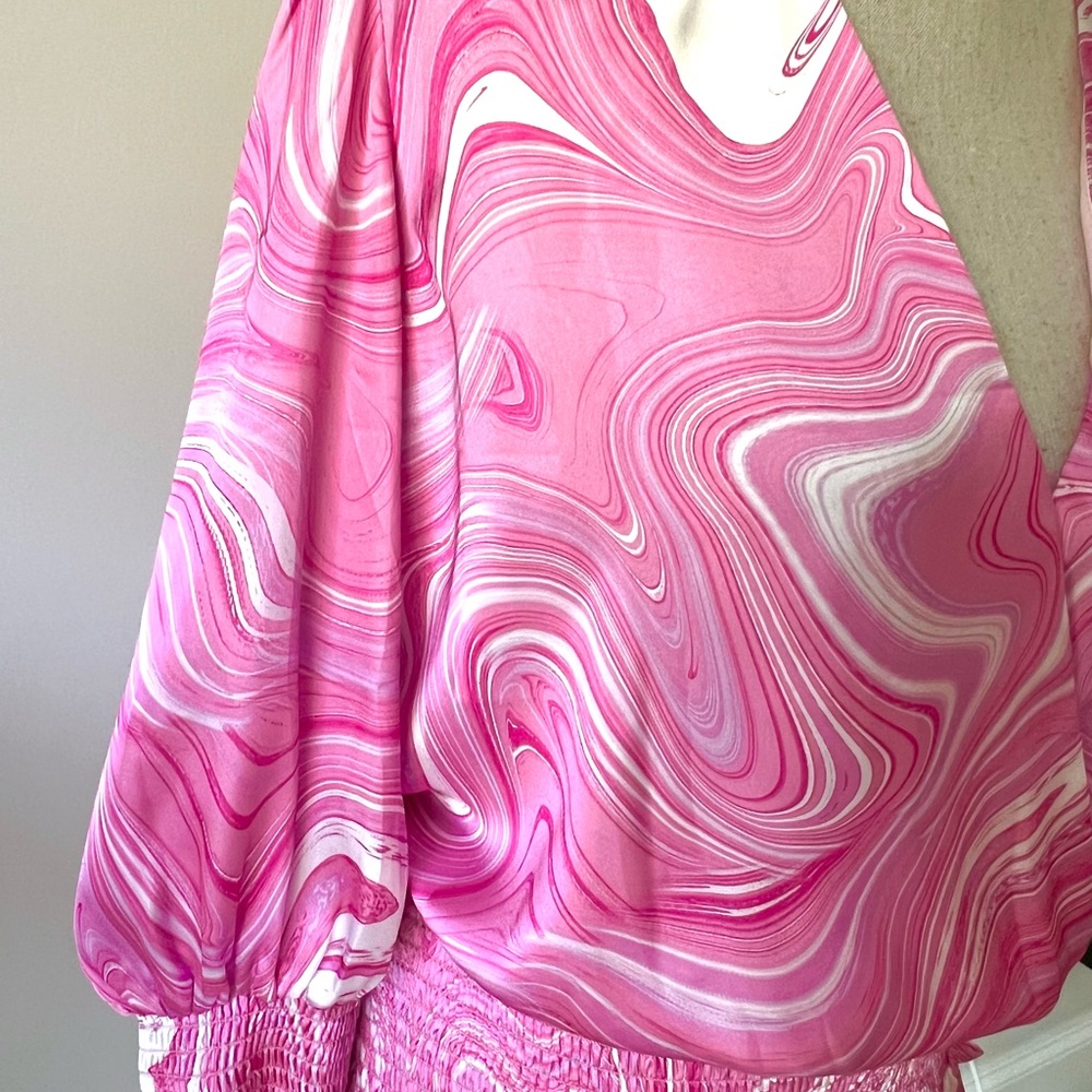Amanda Uprichard Amber Dress in Pink Swirl - Picture 3 of 6